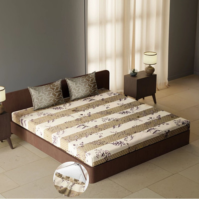 CARLTON LONDON Cotton Queen Fitted (Elastic) 144 TC Geometric Bedsheet(Pack of 1, Multicolor46)