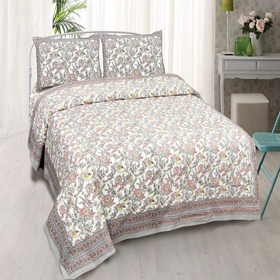 EasyGoods Cotton King Flat 240 TC Jaipuri Prints Bedsheet(Pack of 1, Multicolor25)