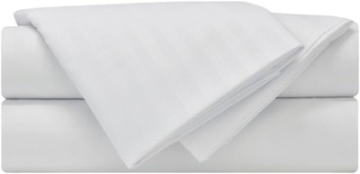 TRANQUIL THREADS 210 TC Cotton Single Striped Flat Bedsheet(Pack of 1, White)