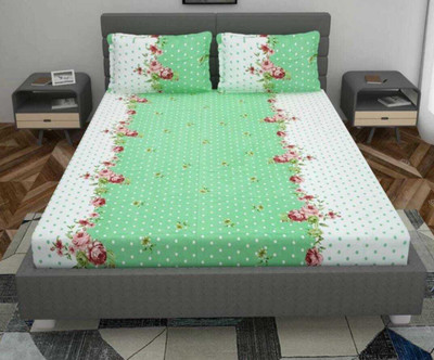 LX LOYREX Microfiber King Fitted (Elastic) 220 TC Floral Bedsheet(Pack of 1, Blue, Multicolor)
