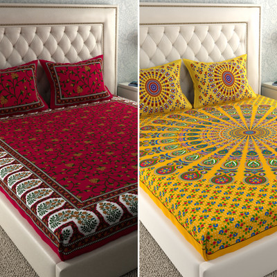 LA VERNE Cotton Double Flat 104 TC Paisley Bedsheet(Pack of 2, Multicolor 3)