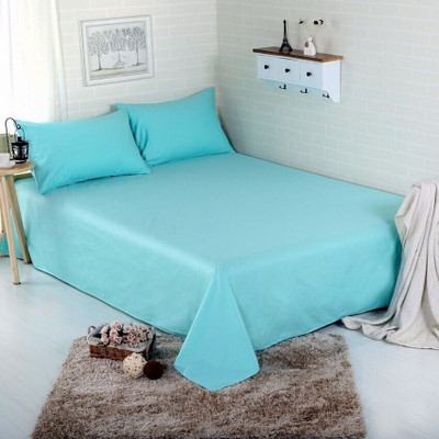 BEVI Microfiber Double Flat 300 TC Solid Bedsheet(Pack of 1, Aqua)