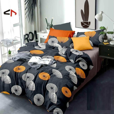 Viww Polycotton King Flat 300 TC Printed Bedsheet(Pack of 1, Black, Orange)