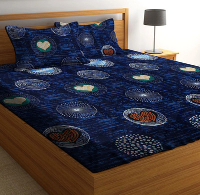 PHOUR HUB 144 TC Microfiber Double Printed Flat Bedsheet(Pack of 1, Multicolor)