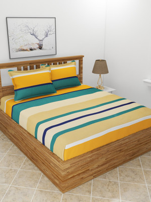 MORADO 210 TC Polycotton Queen Geometric Flat Bedsheet(Pack of 1, Multicolor)