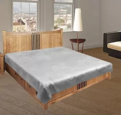 CASA FURNISHING 0 TC Polyester Double Solid Flat Bedsheet(Pack of 1, Silver)