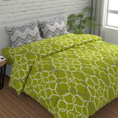 Huesland 144 TC Cotton King Solid Flat Bedsheet(Pack of 1, Green & Grey)