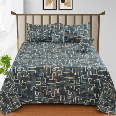 CLOVIS KRAFTS Cotton King Flat 300 TC Printed Bedsheet(Pack of 1, MULTIBOX.)