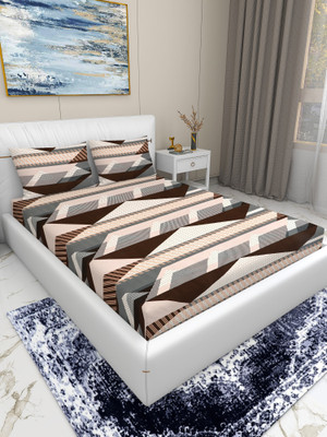 Flipkart SmartBuy 144 TC Microfiber Double Printed Flat Bedsheet(Pack of 1, Brown-Cream)