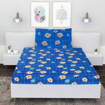 TT 172 TC Cotton Single Floral Flat Bedsheet(Pack of 1, Blue & Yellow Floral Print)