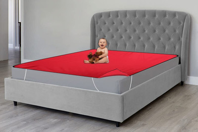 AG Creations 200 TC Polyester Double Solid Fitted (Elastic) Bedsheet(Pack of 1, Red)