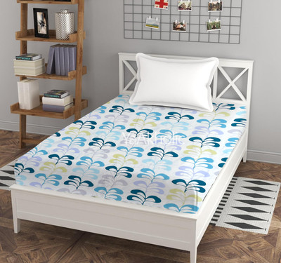YaAkholic Microfiber Single Fitted (Elastic) 210 TC Printed Bedsheet(Pack of 1, Cream Bed cover)