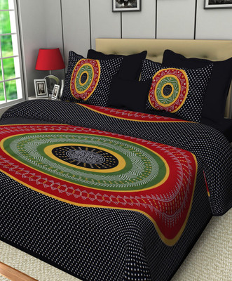KANDY SHOP Cotton King Flat 250 TC Printed Bedsheet(Pack of 1, Multicolor)