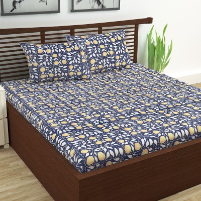 Divine Casa 144 TC Cotton Double Floral Flat Bedsheet(Pack of 1, Marlin)