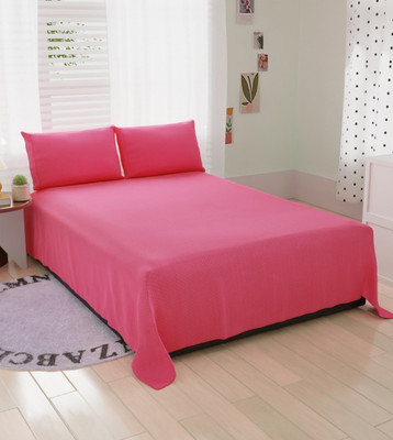 BELVOSTUM 280 TC Microfiber Double Checkered Flat Bedsheet(Pack of 1, Magenta)