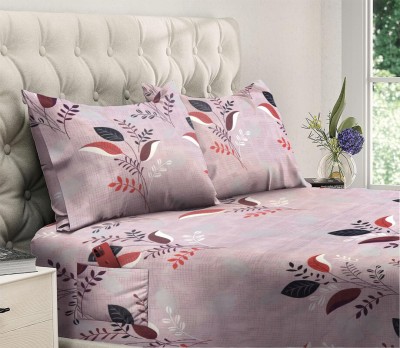 MyKey 144 TC Polycotton Queen Floral Flat Bedsheet(Pack of 1, Multicolor)