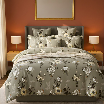 STFH Cotton Queen Fitted (Elastic) 180 TC Floral Bedsheet(Pack of 1, Multicolor)