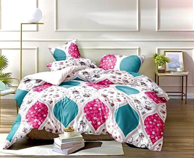 RARE BIRD 300 TC Polycotton Double Printed Flat Bedsheet(Pack of 1, Pink)