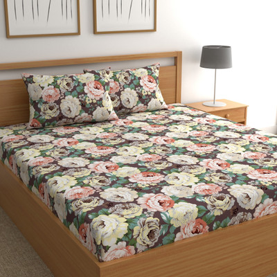 CHHAVI INDIA 210 TC Microfiber Double Printed Flat Bedsheet(Pack of 1, Multi 2)