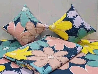 CLOVIS KRAFTS Cotton King Flat 300 TC Printed Bedsheet(Pack of 1, BLUE MULTIFLOWERS)