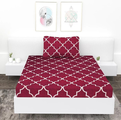 VA Creations 220 TC Cotton Single Printed Flat Bedsheet(Pack of 1, Multicolor)