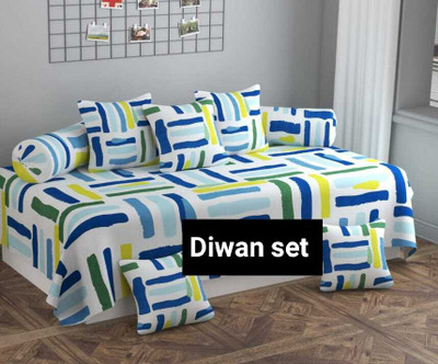 Sonia Textile Cotton Geometric Diwan Set(Multicolor)