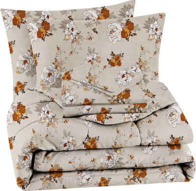 VAS COLLECTIONS 220 TC Microfiber Double Abstract Flat Bedsheet(Pack of 1, Cream (Bed in Bag), ( 1 Comforter , 1 Bedsheets,2 Pillow Covers))