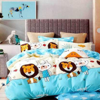 TDOT 260 TC Cotton Double Printed Flat Bedsheet(Pack of 1, Multicolor)