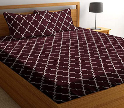Yogini 240 TC Microfiber Double Checkered Flat Bedsheet(Pack of 1, Red)