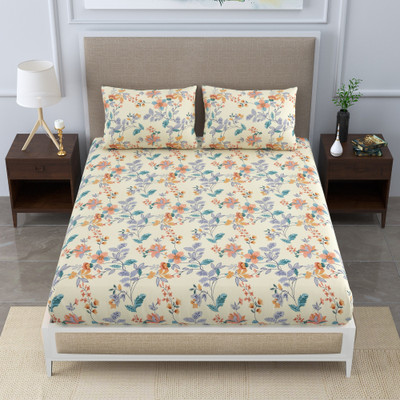 DIGITRENDZZ 280 TC Cotton Queen 3D Printed Flat Bedsheet(Pack of 1, Multicolor)