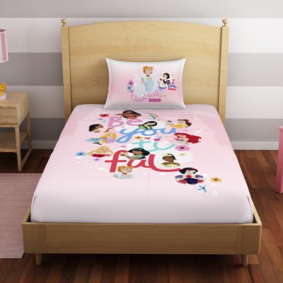 SPACES 180 TC Cotton Single Cartoon Flat Bedsheet(Pack of 1, ROSE SHADOW)