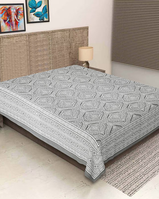 Texstylers 210 TC Cotton Single Abstract Flat Bedsheet(Pack of 1, Grey)