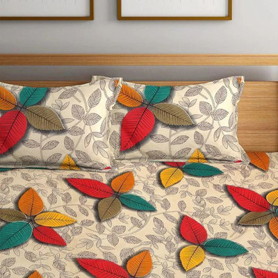 ABC Cotton Double Fitted (Elastic) 180 TC Printed Bedsheet(Pack of 1, Multicolor)