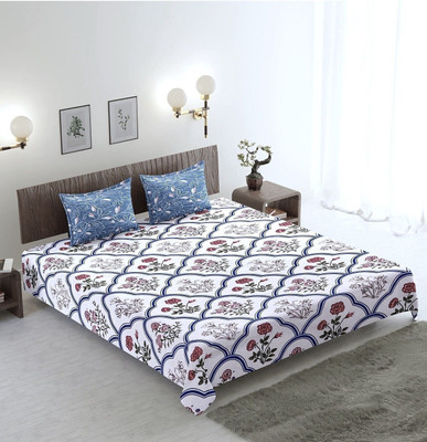 CARLTON LONDON Cotton Queen Flat 144 TC Geometric Bedsheet(Pack of 1, Multicolor21)