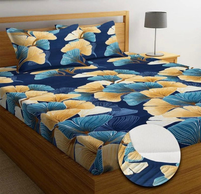 Rumps 350 TC Cotton King Printed Fitted (Elastic) Bedsheet(Pack of 1, 1000)