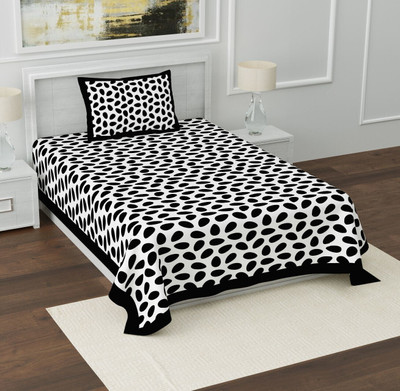 Unique Choice 220 TC Cotton Single Self Design Flat Bedsheet(Pack of 1, Black)