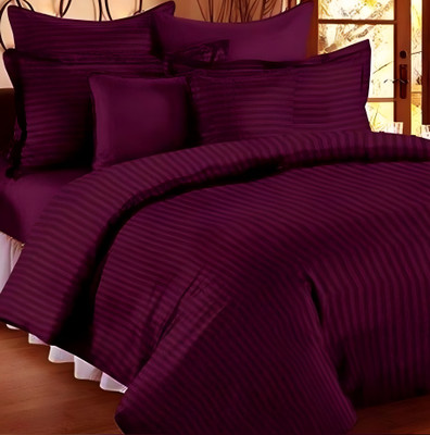 Prabh 210 TC Satin Double Striped Flat Bedsheet(Pack of 1, Multicolor)
