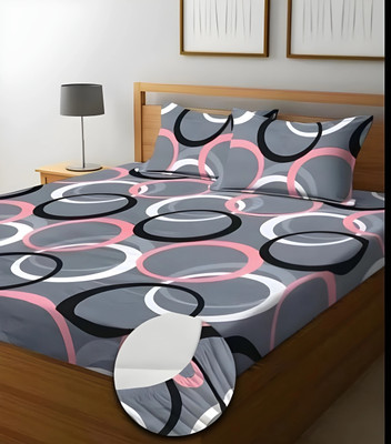 mintu fab 220 TC Microfiber King 3D Printed Fitted (Elastic) Bedsheet(Pack of 1, Multicolor)