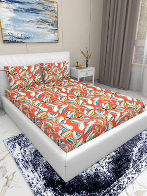 Flipkart SmartBuy 120 TC Microfiber Double Printed Flat Bedsheet(Pack of 1, Orange)