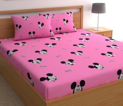Panipat Textile Hub 140 TC Polycotton Double Animal Flat Bedsheet(Pack of 1, Pink1)