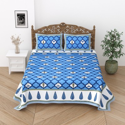 Relaxfeel 244 TC Cotton Single Floral Flat Bedsheet(Pack of 1, Royal Blue Block)