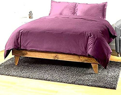TUNDWAL'S 210 TC Microfiber Single Striped Flat Bedsheet(Pack of 1, Plum)