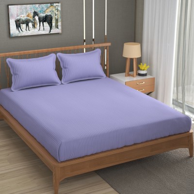 Urban Arts 160 TC Cotton Double Striped Flat Bedsheet(Pack of 1, Purple)