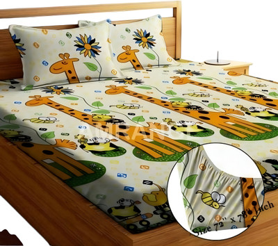 rivek Microfiber Double Flat 250 TC 3D Printed Bedsheet(Pack of 1, White)