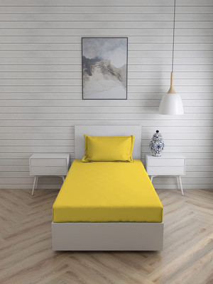 Shri Anand Creations 210 TC Cotton Single Solid Flat Bedsheet(Pack of 1, Yellow)