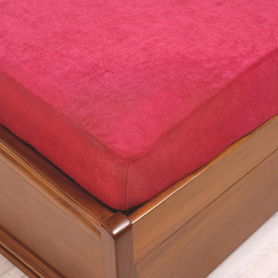 RP MASTER Cotton King Fitted (Elastic) 200 TC Solid Bedsheet(Pack of 1, Maroon)