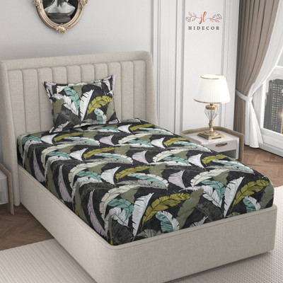 HIDECOR 280 TC Microfiber Single Printed Flat Bedsheet(Pack of 1, Grey)