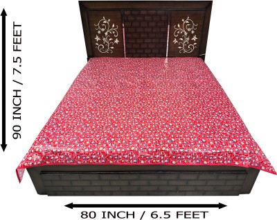 ECOSOFT 150 TC Polyester King, Queen, Double Printed Flat Bedsheet(Pack of 1, RED KITTY)