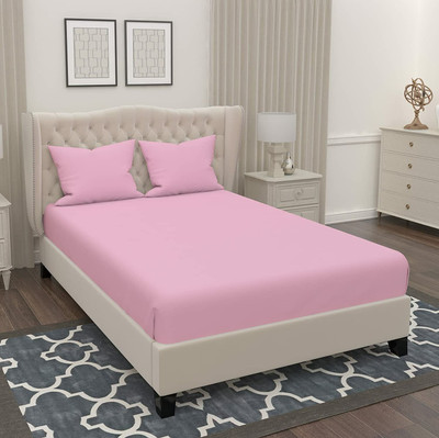 TURIYA Microfiber Queen Flat 220 TC Solid Bedsheet(Pack of 1, Pink)