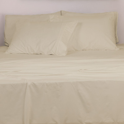 LINENWALAS 300 TC Cotton Double Solid Flat Bedsheet(Pack of 1, Beige)